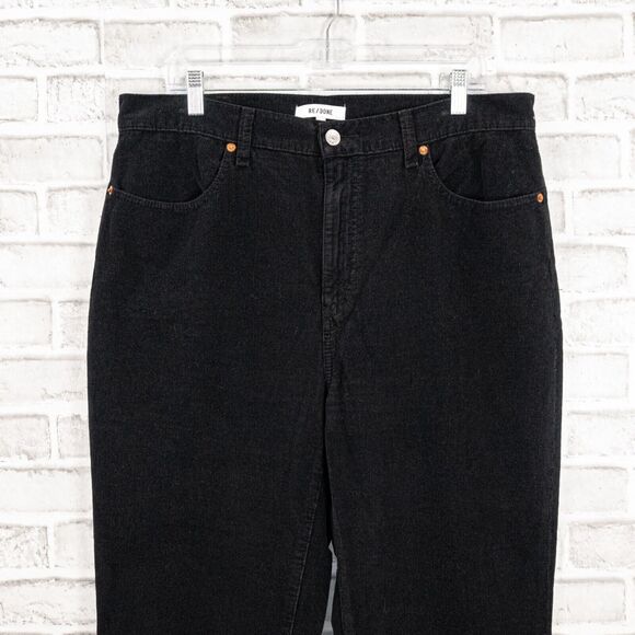 RE/DONE Women's 70s Corduroy Loose Crop Pants in Washed Black Size 32 - Picture 5 of 11